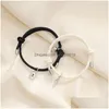 Charm Bracelets Romantic Magnet Bracelet Casal Classic Key Lock Par Braslet Lucky Black Red Rope Braclet Presente de Aniversário Atrair Dhrut