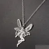 Anhänger Halsketten Antike Punk Aussage Engel Fee Flügel Halskette Für Frauen Ketten Choker Schmuck Goth Gothic Vintage Zubehör Dhdvg