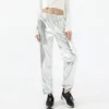 Actieve broek dames casual mode losse straatbroek in metallic kleur voor comfortabele zwangerschap