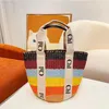 2024 Designer de luxo Totes Bags Mulheres Trip Summer Beach Stravo tecido Tote Bag Lady 10A de alta qualidade Trocas de férias Bolsas de Bolsas Crossbody Bolsas Dhgate