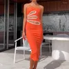 Casual Jurken BEELADAN Vrouwen Strapless Gebreide Lange Jurk Sexy Twisted Front Mouwloze Tube Backless Bodycon Split Zomer Zonnejurk