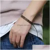 Bangle Retro Leather Cuff Punk Hole String Adjustable Bracelet Wristband Men Fashion Jewelry Drop Delivery Bracelets Dh2Kf