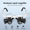 Magnifying Glasses Head-Mounted High-power Mechanical Glasses Microscope Jeweler Watchmaker Accessories Repair Reading Magnifier Loupe LED Light 230606