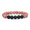 Perlé Pierre Naturelle Lave Bois Perle Bracelet Brins En Acier Inoxydable Élastique Bracelets Bracelet Pour Hommes Femmes Mode Jewlery Drop Dh8F3