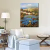 Handcrafted Canvas Art for Living Room Decor Villagio Blu Modern Painting Realistic Landscape Beautiful