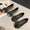 Bow Zapatos Planos De Mujer Kadın Yaz Ayakkabı Boyutu 44 Düz Ayakkabılar Boyutu 33 45 Kare Kafa Velvet Siyah Mokasen