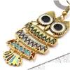 Dingle ljuskrona Ancient Bronze Bird Owl örhängen Emalj Animal Hook Ear Rings for Women Fashion Jewelry Will och Sandy Drop Deliv Dh8rd