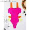 Vrouwen Badmode Nieuwe Sexy Splicing Uitgesneden Vrouwen Badmode Een Stuk Badpak Vrouwelijke Hoge Been Cut Gewatteerde Bader Badpak Swim Lady V3786 T230606