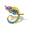 Brosches European och American Chameleon Crystal Brosch Animal Pin Personlig universell corsage -tillbehör för män kvinnor