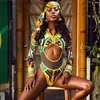 Roupa de banho feminina sexy manga longa maiô uma peça roupa de banho africana cintura alta maiô de malha feminina maiô feminino com zíper monokini t230606