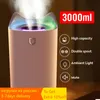 Luftfuktare 3L luftfuktare eterisk olja dubbel hål arom diffusor med färgglada LED -lätta luftfuktare för att arbeta 48 timmar