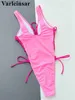 Costumi da bagno da donna scollo a V profondo con lacci a gamba alta Costumi da bagno donna Costumi da bagno intero Costume da bagno femminile avvolgente Monokini Costume da bagno da bagno Swim V4719 T230606