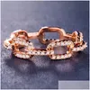 Band Rings Wedding Ring Creative Lock Chain Hollow Ladies Zircon Sier Plated Rose Gold Luxury Jewelry for Women Drop Delivery DHRDP