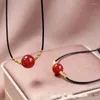 Chaînes KYTRD mode rouge Agate Bracelet dames collier haricot acacia transfert perles perlé tissé pendentif cadeau d'anniversaire