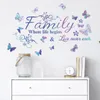 Purple English Family Slogan Wall Sticker Living Room Entrance Background Decor Wallpaper For Home Decoration Beautify Decals