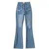 Kvinnors jeans TVVovvin Retro Micro LA för kvinnor 2023 Hög midja framfickan trasig vit elastisk tight fit street OG8C