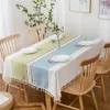 Table Cloth Stitching Colour Tassel Cotton Linen Blending Heavy Dust-Proof Table Cover for Kitchen Dinning Tabletop Decoration R230605