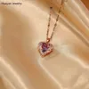 Mode Nouveau Femmes Designer De Luxe Collier Pendentif Océan Coeur Titane Acier Femme Cristal Amour Ne Se Fane Pas En Forme De Coeur Full2448