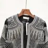 Damenjacken 2023 Frühling Herbst Frau Pailletten Jacke Rundhals Langarm Chic Mode Mantel Bling Stickerei Hochwertige Vintage Jacke