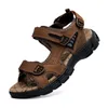 2023 Nya äkta lädermäns sandaler sommar utomhus non-slip vandring vandringskor för män strand tofflor casual sneakers