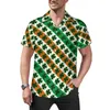 Camisas casuais masculinas St Patricks Day Camisa dourada Irish Shamrocks Férias soltas Verão Streetwear Blusas Manga curta Top oversized