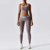 Conjuntos activos, conjunto de gimnasio de dos piezas, ropa de entrenamiento corta para mujer, para Fitness, deportes, trajes de Yoga, Sujetador deportivo, mallas, chándal