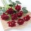 Flores decorativas 11 pçs flor artificial sensação hidratante rosa faça você mesmo buquê de noiva po adereços casa casamento deco floral falso dia dos namorados