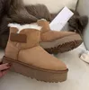 2024 Ultra Mini Platform Boot Diseñador Mujer Invierno Tobillo Australia Botas para la nieve Parte inferior gruesa Botines cálidos y esponjosos de cuero real con tamaño de piel 35-44 uggityes