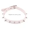 Chokers seksi gotik pembe sivri uçlu punk cezalandırma yaka ile sivri perçinler kadınlar erkekler çivili chocker kolye goth mücevher damla teslim dheoz