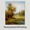 Modern Impressionist Landscape Canvas Art Poppies Pond Pittura a olio fatta a mano Opera d'arte per la stanza dei bambini