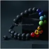 Perline Doppio Strato 7 Chakra Pietra Naturale Fili Morti Bracciale Lava Rocks Turchese Donna Uomo Bracciali Braccialetti Gioielli Moda Dhn0A