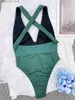 Costumi da bagno da donna Sexy Costume da bagno intero senza schienale Costume da bagno donna con scollo all'americana Costumi da bagno monokini femminili Costumi da bagno 2022 Abbigliamento da spiaggia verde militare T230606