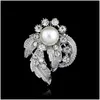 Pins Brooches Sier Pearl Brooch Crystal Diamond Pins Cor Dress Suit Women Fashion Jewelry Will And Sandy Gift Drop Delivery Dhd3T