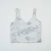 lu-27 Tie dyed Printed Yoga Align Tank Top with Padded Bra Sports U-shaped Beauty Back Shirt Tight Gym Fitness Women's Vest Underwear