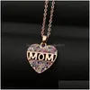 Подвесные ожерелья Ziron Diamond Heart Collese Nearling Steam Цепочки для мамы подарки Mother Will Will Will и Sandy Drop Delive Jewelry Pendants Dhqcd