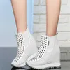 Laarzen Zomer Platform Pompen Schoenen Vrouwen Echt Leer Wiggen Hoge Hak Enkellaarsjes Vrouwelijke Ademend Mode Sneakers Casual Schoenen Z0605