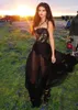 2023 Fashion Selena Gomez Red Carpet Evening Dresses With Embroidery Exposed Boning See Through Sexy Black Formal Dresses Evening Wear For Women