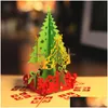 Cartões de felicitações 3D Artificial Christmas Tree Card Wish For Friends Parentes Decorations Drop Delivery Home Garden Festive Party Supp Dhorq