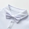 Zestawy odzieży Baby Boys Białe chrzest Rompers Zestaw Bowtie Bowtie Gentlemen garnitur ślub urodzin