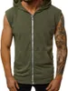 Gilets pour hommes T-shirt sans manches pour hommes Manteau à glissière Couleur unie Gilet à capuche Gym Fitness Muscle Running Sweat