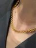 Łańcuchy kubański naszyjnik dla mężczyzn Kobiety podstawowe punkowe stal nierdzewną krawężnik łańcucha łącza dławiki vintage złoty kolor stały metalowe kołnierze metalowe