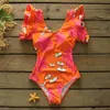 Maillots de bain pour femmes 2021 Feuilles à volants sexy et yeux Maillot de bain une pièce Maillots de bain Femmes Imprimé Deep-V Beachwear Maillot de bain Monkini T230606