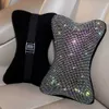 New 2 Pcs Diamond Neck Pillow for Car Driver Auto Seat Headrest Cushion Crystal Rhinestone Rainbow Bling Accessories