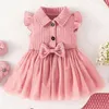 Abiti da ragazza Baby 3 mesi Toddler Girls Sleeve Tulle Bowknot Princess Dress Clothes Long Size 8