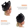 Bandanas Women's Fashion Headbands Cocktail Party Hat Fascinators Elegant Tea Hats Flower 30X20X8CM Small Black Linen Woman