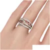 Cluster Rings Love Mom Ring Hollow Crystal Heart Band For Women Mother Day Birthday Gift Fashion Jewelry Will And Sandy Drop Delivery Dhy4Q