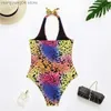 Costumi da bagno da donna Dome Cameras New Sexy Scava fuori Costume intero da donna Costumi da bagno con stampa leopardata Femminile Halter Push Up Monokini Bather Costume da bagno Swim Lady T230606