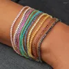 Link Bracelets Elastic Crystal 2mm Charming Gold Color Rhinestones Metal Bangle Bracelet Jewelry DIY Gift For Summer