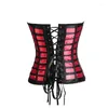 Bustiers Corsets 2023女性のゴシックコルセットボーンストライプセクシーレッドパープルパンクプラスサイズS-2xl