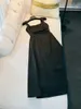 2023 Yaz Beyaz / Siyah Düz Renkli Elbise Spagetti Kayış Kare Boyun Midi Günlük Elbiseler D3L043077